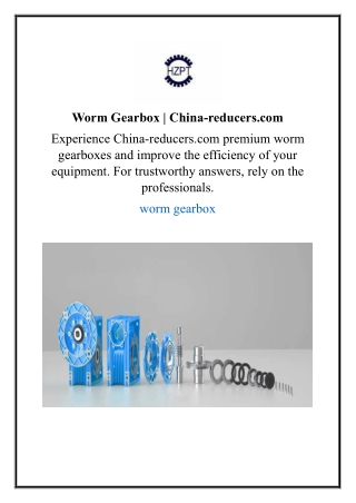 Worm Gearbox | China-reducers.com