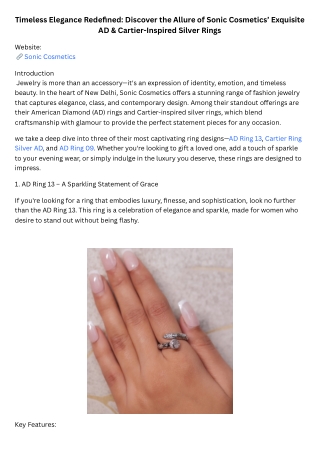 Timeless Elegance Redefined Discover the Allure of Sonic Cosmetics’ Exquisite AD & Cartier-Inspired Silver Rings SC PDF