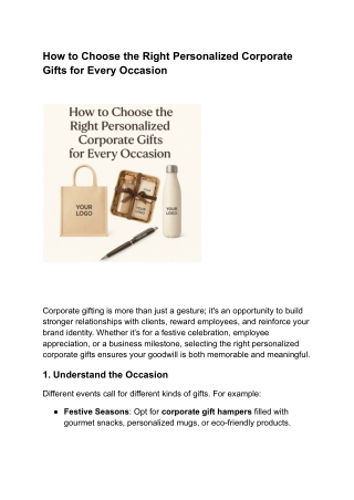 How to Choose the Right Personalized Corporate Gifts for Every Occasion