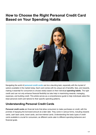 How to Choose the Right Personal Credit Card Based on Your Spending Habits