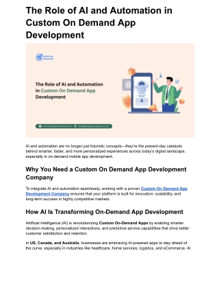 The Role of AI and Automation in Custom On Demand App Development
