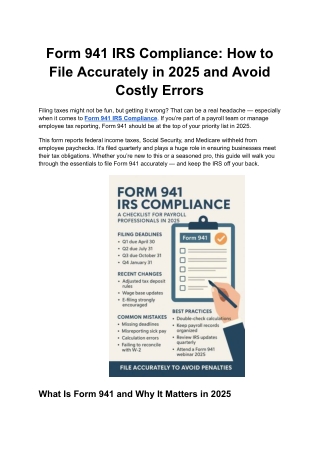 Form 941 IRS Compliance_ How to File Accurately in 2025 and Avoid Costly Errors