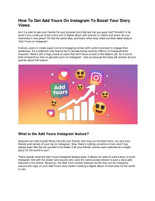 How To Get Add Yours On Instagram To Boost Your Story Views