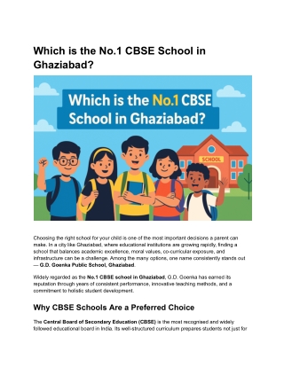 Which is the No.1 CBSE School in Ghaziabad_