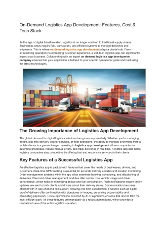 On-Demand Logistics App Development_ Features, Cost & Tech Stack
