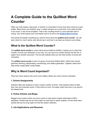 A Complete Guide to the Quillbot Word Counter
