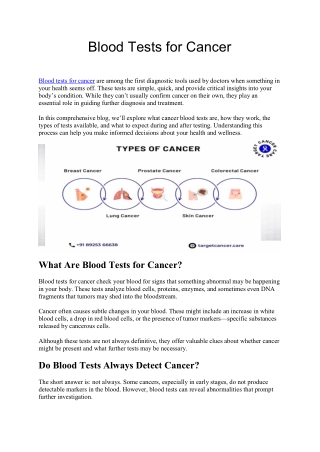 Blood Tests for Cancer