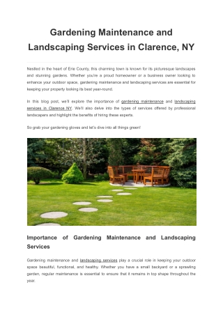 Gardening Maintenance and Landscaping Services in Clarence, NY