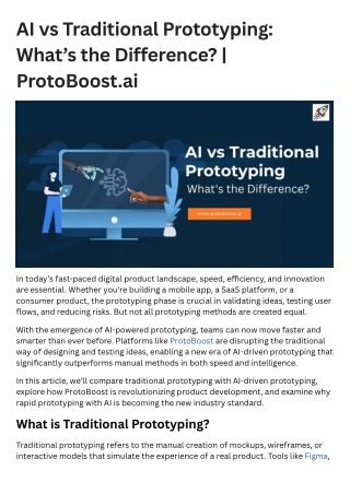 AI vs Traditional Prototyping: What’s the Difference? | ProtoBoost.ai