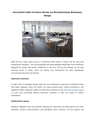 How Dubais Best Furniture Stores are Revolutionising Workspace Design
