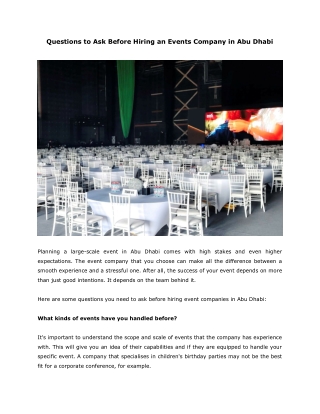 Questions to Ask Before Hiring an Events Company in Abu Dhabi