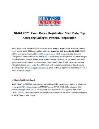 ALL ABOUT NMAT 2025
