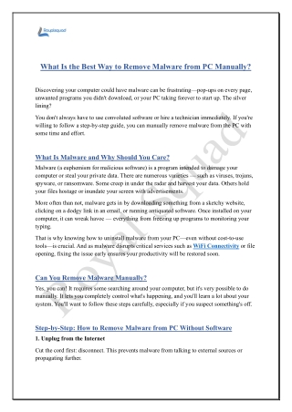 What Is the Best Way to Remove Malware from PC Manually
