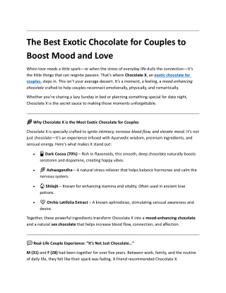 Best Exotic Chocolate for Couples to Boost Mood