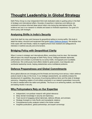 Thought Leadership in Global Strategy