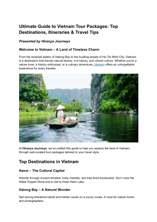 Ultimate Guide to Vietnam Tour Packages_ Top Destinations, Itineraries & Travel Tips