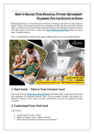 How to Secure Your Financial Future - Retirement Planning Tips for Expats in Dubai
