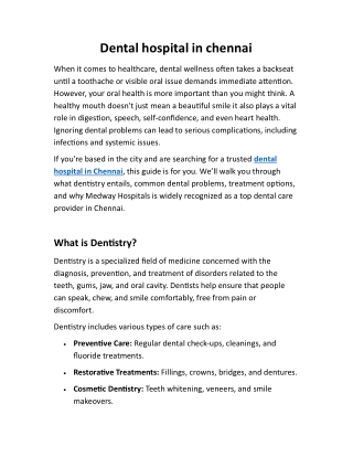 Dental hospital in chennai