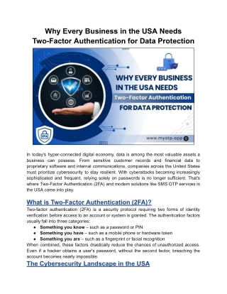 Business in the USA Needs Two-Factor Authentication for Data Protection