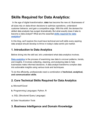Skills Required for Data Analytics