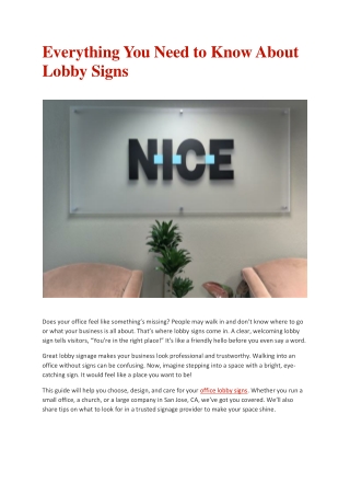 Everything You Need to Know About Lobby Signs