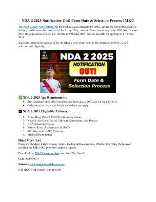 NDA 2 2025 Notification Out! Form Date & Selection Process