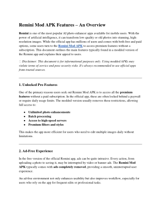 Remini Mod APK Features