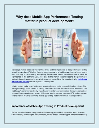 Why does Mobile App Performance Testing matter in product development