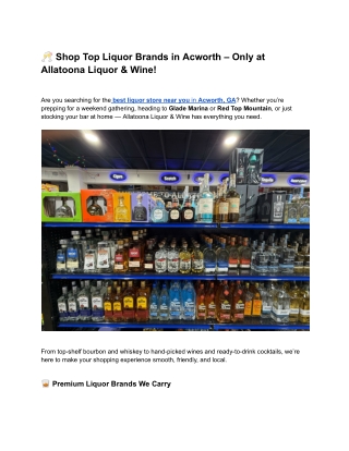 TOP BRAND LIQUOR IN ACWORTH,GA