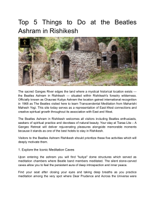 Top 5 Things to Do at the Beatles Ashram in Rishikesh