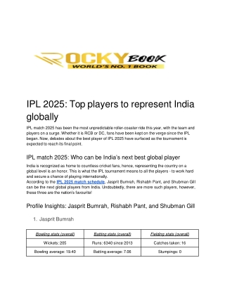 IPL 2025 Top players to represent India globally