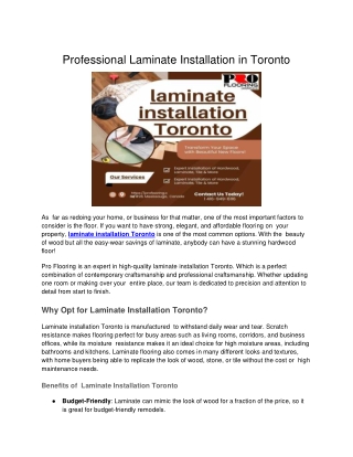 Professional Laminate Installation in Toronto