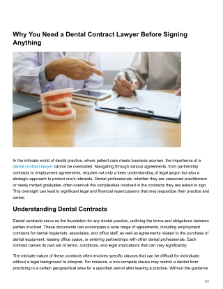 Why You Need a Dental Contract Lawyer Before Signing Anything
