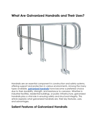 What Are Galvanized Handrails and Their Uses (May)