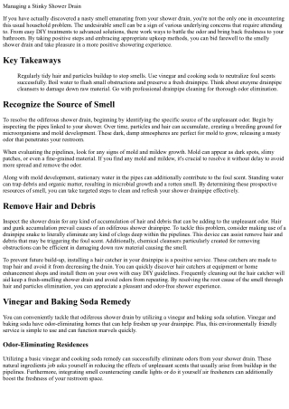 Managing a Stinky Shower Drainpipe