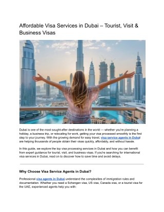 Affordable Visa Services in Dubai – Tourist, Visit & Business Visas