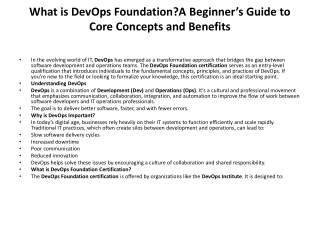 What is DevOps Foundation