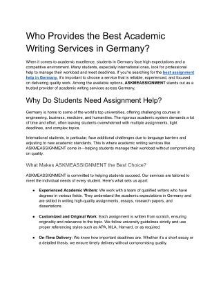 Who Provides the Best Academic Writing Services in Germany