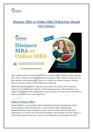 Distance MBA or Online MBA Which One Should You Choose