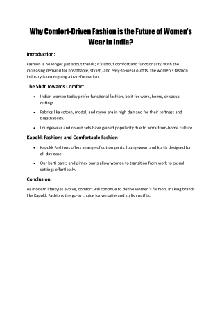 Comfort-Driven Fashion