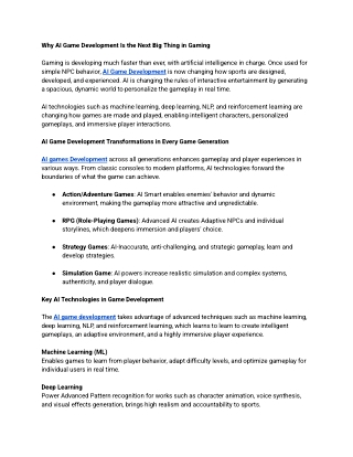 Why AI Game Development Is the Next Big Thing in Gaming