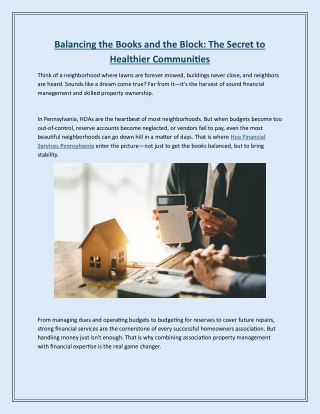 Balancing the Books and the Block The Secret to Healthier Communities