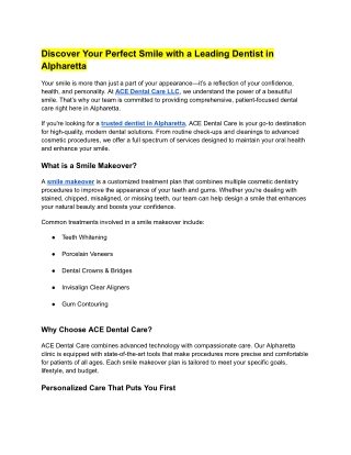 Discover Your Perfect Smile with a Leading Dentist in Alpharetta