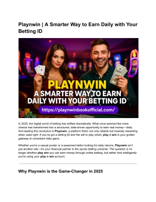Playnwin | A Smarter Way to Earn Daily with Your Betting ID