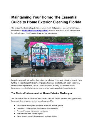 Maintaining Your Home The Essential Guide to Home Exterior Cleaning Florida