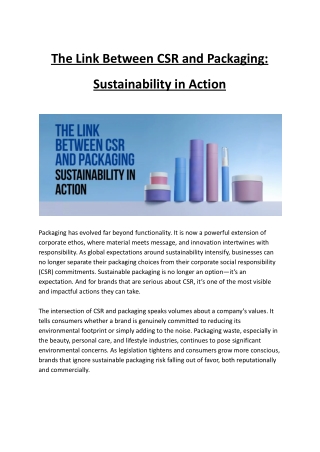 The Link Between CSR and Packaging - Sustainability in Action