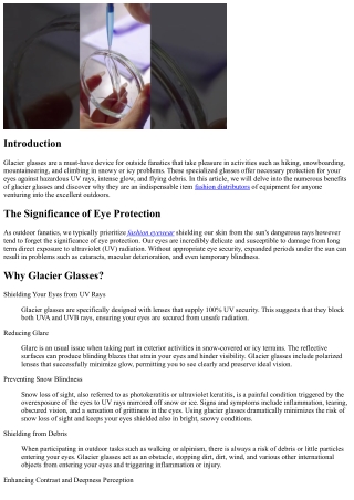 Exploring the Conveniences of Glacier Glasses for Outdoor Lovers