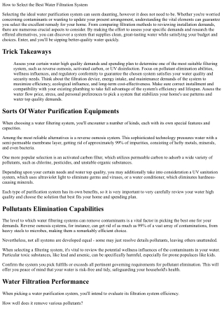 Exactly how to Select the most effective Water Purification System