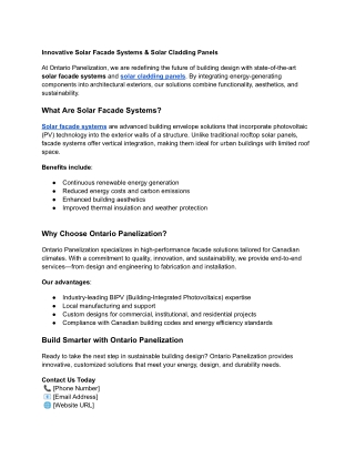 Innovative Solar Facade Systems & Solar Cladding Panels