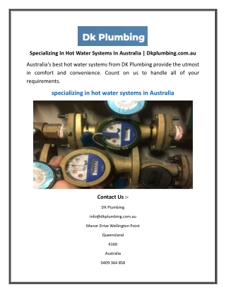 Specializing In Hot Water Systems In Australia  Dkplumbing.com.au